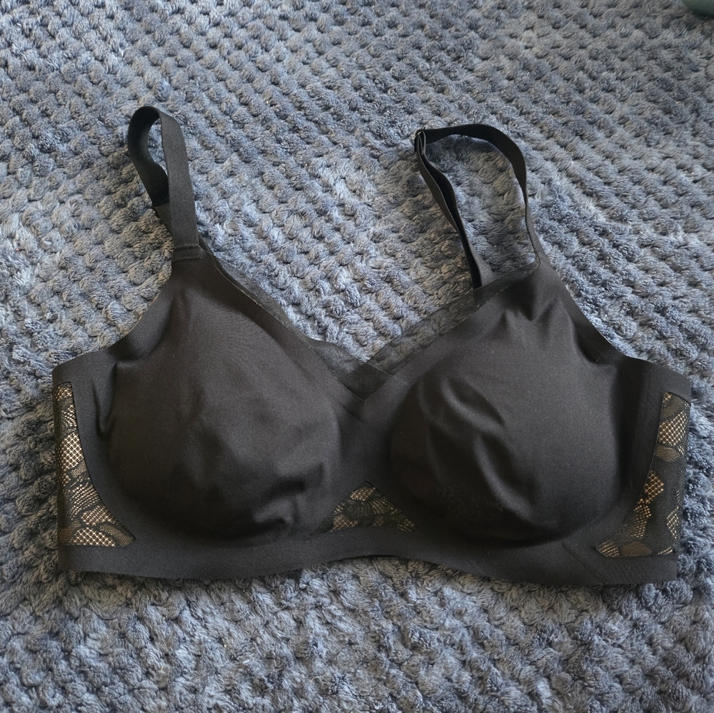 Honeylove Black Lace Detail Crossover Bra Size S